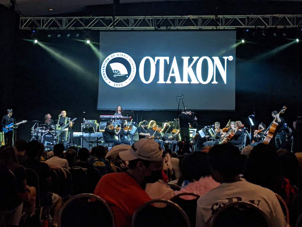 A photo of a concert from far away.