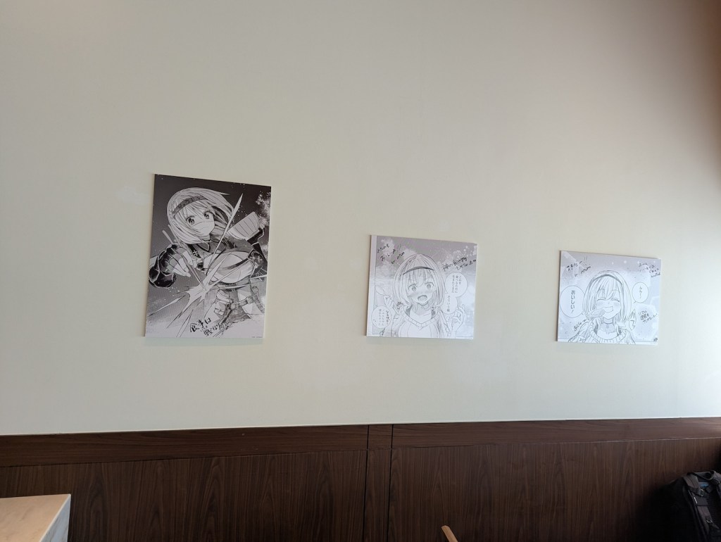 Decorative images of manga panels of Noel.